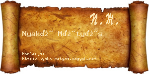 Nyakó Mátyás névjegykártya